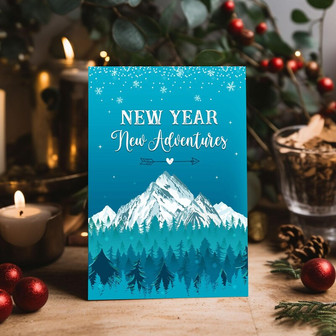 Winter Greeting Card, Merry Christmas Card, New Year New Adventures | Mazezy