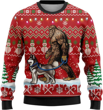 Bigfoot Dog Ugly Christmas Sweater for Women - Thegiftio UK