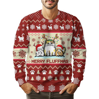 Cat Xmas Gifts for Christmas, Funny Pet Print Ugly Christmas Sweater for Men Women - Thegiftio UK