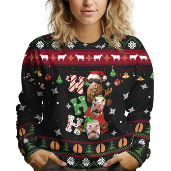 Cow Xmas 2 Gifts for Christmas, Funny Farm Animal Print Ugly Christmas Sweater for Men Women - Thegiftio UK