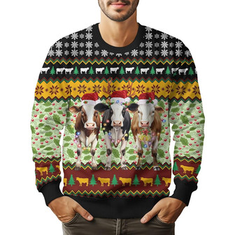 Cow Xmas 5 Gifts for Christmas, Funny Farm Animal Print Ugly Christmas Sweater for Men Women - Thegiftio UK