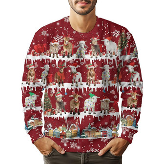Goats Xmas1 Gifts for Christmas, Farm Animal Print Ugly Christmas Sweater for Men Women - Thegiftio UK