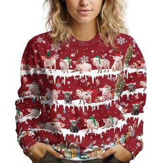 Pig Xmas Gifts for Christmas, Farm Animal Print Ugly Christmas Sweater for Men Women - Thegiftio UK