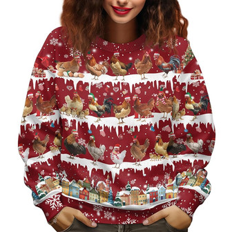 Chicken Movie Ugly Christmas Sweater for Men Women, Movie Character Crewneck Unisex Holiday Sweater - Thegiftio UK