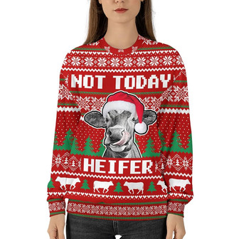 Cow Xmas Funny Movie Character Unisex Christmas Ugly Sweater Crewneck Long Sleeve Pullover Shirt - Thegiftio UK