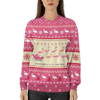Pink Flamingo Funny Movie Character Unisex Christmas Ugly Sweater Crewneck Long Sleeve Pullover Shirt - Thegiftio UK