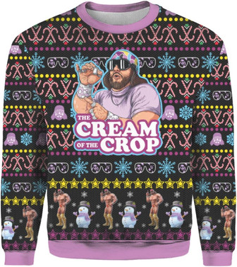 Sweater Funny Macho The Cream of The Crop Vintage Man Retro Ugly Christmas Sweater - Thegiftio UK