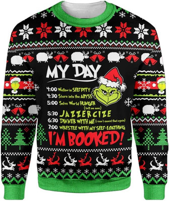 Grinchs Booked Funny Printed Christmas Sweatshirt - Thegiftio UK
