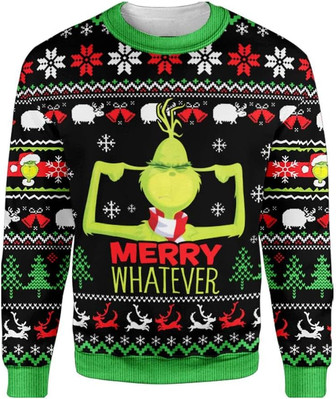 Merry Whatever Funny Printed Christmas Sweatshirt - Thegiftio UK