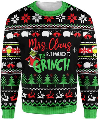 Mrs Claus Grinchs Funny Printed Christmas Sweatshirt - Thegiftio UK