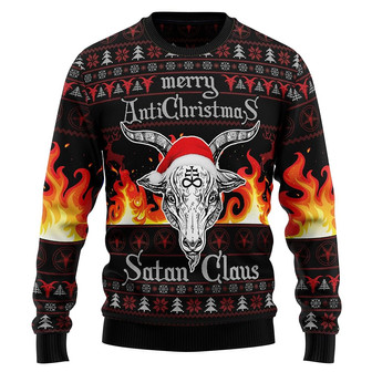 Satan Unisex Ugly Christmas Sweater , Funny Sweatshirt Long Sleeve Pullover - Thegiftio UK