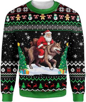Sw Santa Wolf Funny Printed Christmas Sweatshirt - Thegiftio UK