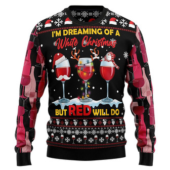 Wine Unisex Ugly Christmas Sweater , Funny Sweatshirt Long Sleeve Pullover - Thegiftio UK