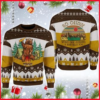 A Bear With Beer Vintage Camping Ugly Christmas Sweater | Favorety