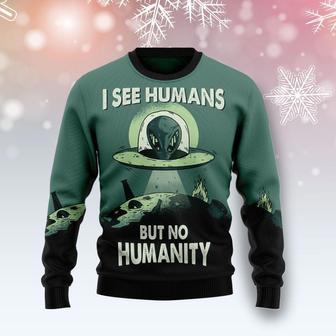 Alien No Humanity Ugly Christmas Sweater | Favorety