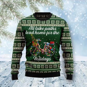 All Bike Paths Lead Home For The Holiday Ugly Christmas Sweater | Favorety