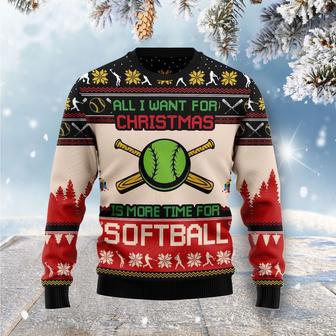 All I Want For Christmas Is More Time For Softball Ugly Christmas Sweater | Favorety CA