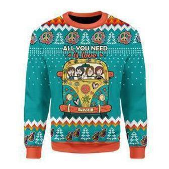 All You Need Is Love Hippie Ugly Christmas Sweater | Favorety DE