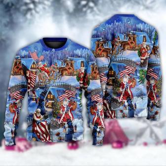 America Christmas Patriotic Santa Claus – Sweater – Ugly Christmas Sweaters | Favorety AU