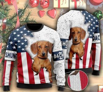 American Flag And Dachshund Dog Ugly Christmas Sweater | Favorety AU