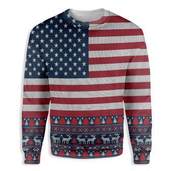 American Flag Ugly Pattern Ugly Christmas Sweater | Favorety DE