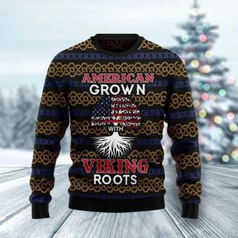 American Grown With Viking Roots Ugly Christmas Sweater | Favorety DE