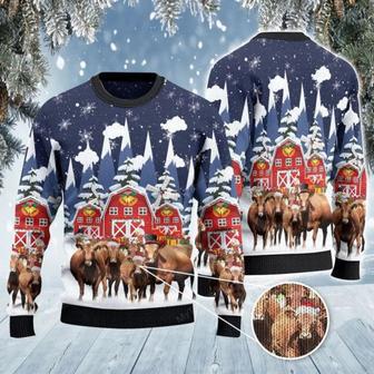 Angus Cattle Red Barn Farm Ugly Christmas Sweater, Jumper | Favorety CA