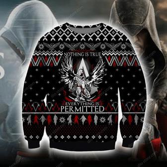 Assassin'S Creed Knitting Pattern Print Ugly Christmas Sweater | Favorety