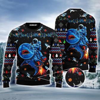 Astronauts Ugly Sweater, Funny Astronauts Ride A Shark In Space With The Planet | Favorety DE