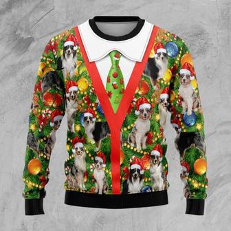 Australian Shepherd Xmas Pine Ugly Christmas Sweater | Favorety CA