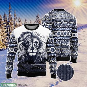 Awesome Lion Ugly Christmas Sweater Aop All Over Printed Sweater | Favorety CA