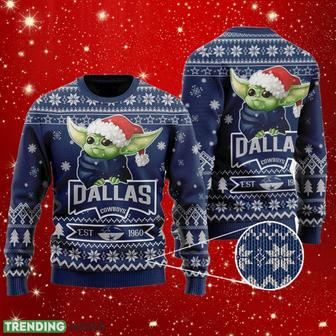 Baby Yoda Grogu Dallas Cowboys Snowflake Pattern All Over Print Ugly Sweater | Favorety UK