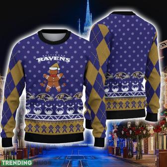 Baltimore Ravens Christmas Gingerbread Man Ugly Christmas Sweater Cute Christmas Gift | Favorety AU