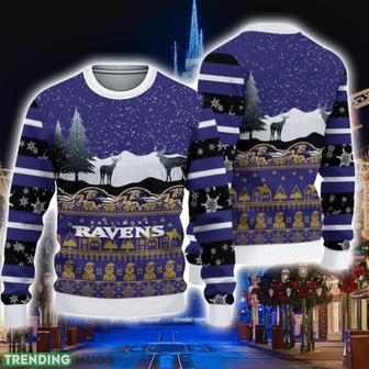 Baltimore Ravens Christmas Reindeers Pattern Ugly Christmas Sweater Cute Christmas Gift | Favorety CA