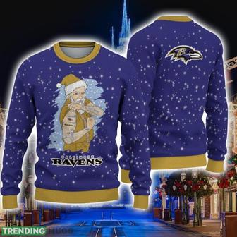 Baltimore Ravens Christmas Santa Claus Tattoo Ugly Christmas Sweater Cute Christmas Gift | Favorety DE