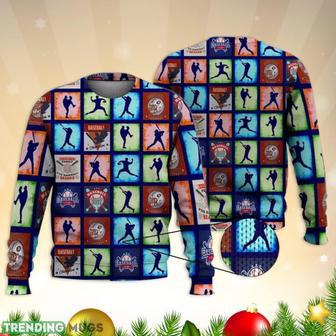 Baseball Player Poses Vintage Full Print Ugly Sweater Christmas Gift Sweater | Favorety UK