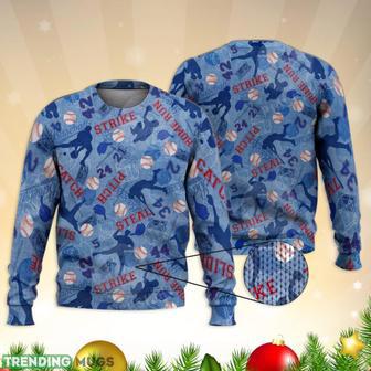 Baseball Strike Pitch Catch Steal Full Print Ugly Sweater Christmas Gift Sweater | Favorety CA