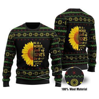 Be A Sunflower Printed Ugly Christmas Sweater | Favorety