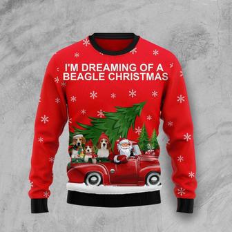 Beagle And Red Truck Ugly Christmas Sweater | Favorety