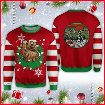 Bear Beer I Hate People Camping Ugly Christmas Sweater | Favorety UK