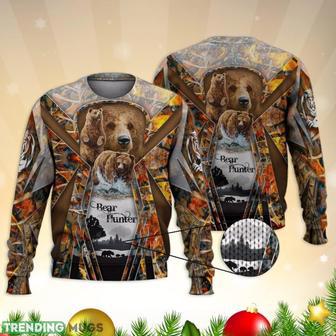 Bear Hunter I Love Hunting Cool Full Print Ugly Sweater Christmas Gift Sweater | Favorety CA