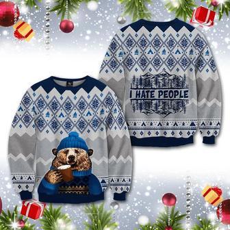 Bear I Hate People Camping Ugly Christmas Sweater | Favorety UK