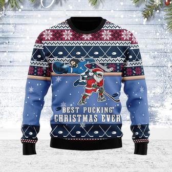 Best Pucking Christmas Ever Jesus And Santa Claus Ugly Christmas Sweater | Favorety