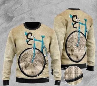 Bicycle And World Map Ugly Christmas Sweater | Favorety AU