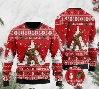 Bigfoot And Toilet Paper Sasquatch Hide And Seek Champion Dabbing Ugly Christmas Sweater | Favorety AU