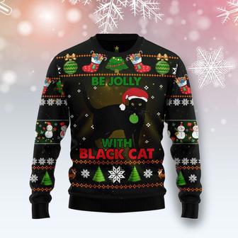 Black Cat Be Jolly Ugly Christmas Sweater | Favorety