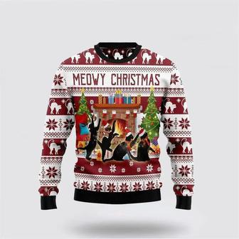 Black Cat Christmas Dancing Ugly Christmas Sweater, Jumper – Cat Lover Christmas | Favorety CA