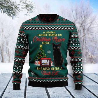 Black Cat Christmas Movie Ugly Christmas Sweater | Favorety UK