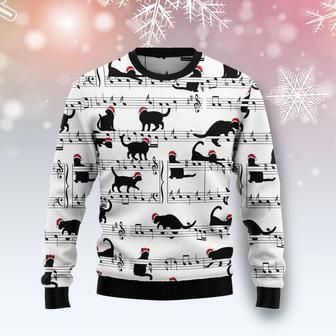 Black Cat Christmas Music Ugly Christmas Sweater | Favorety AU