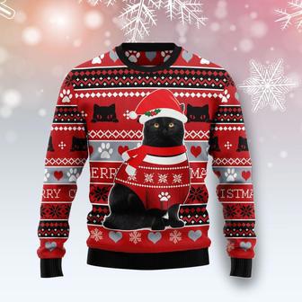 Black Cat Christmas Pattern Ugly Christmas Sweater | Favorety CA